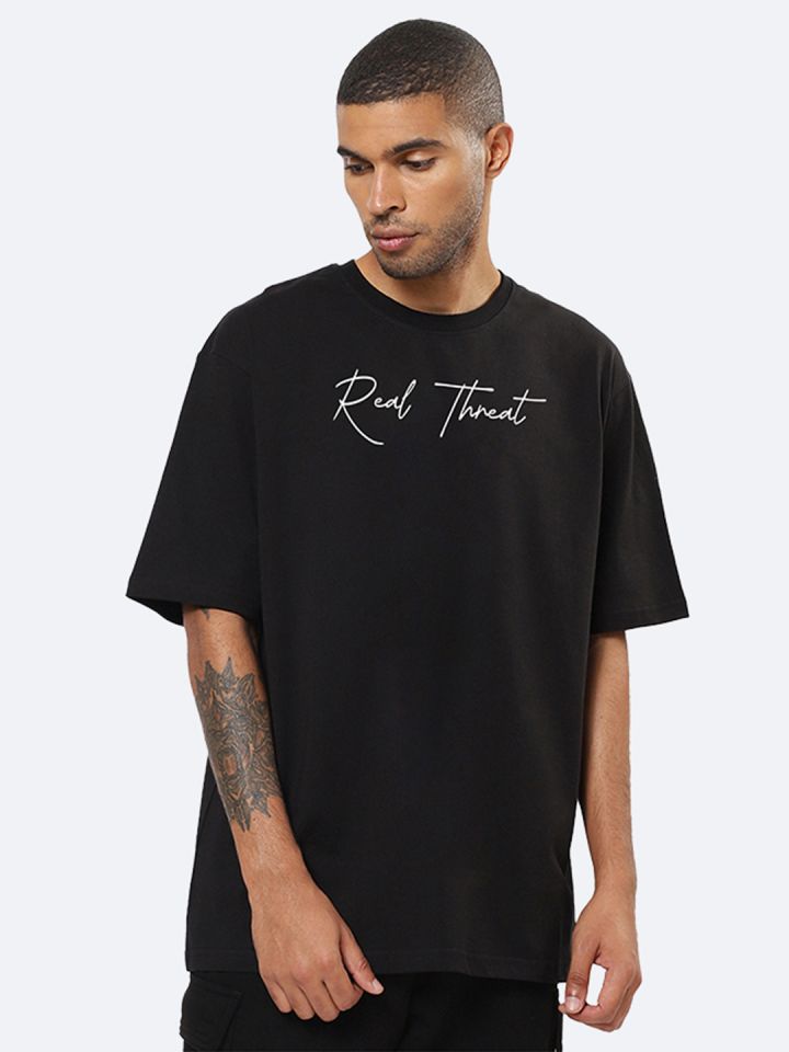 Mad Over Print Typography Printed Oversized Cotton T shirt