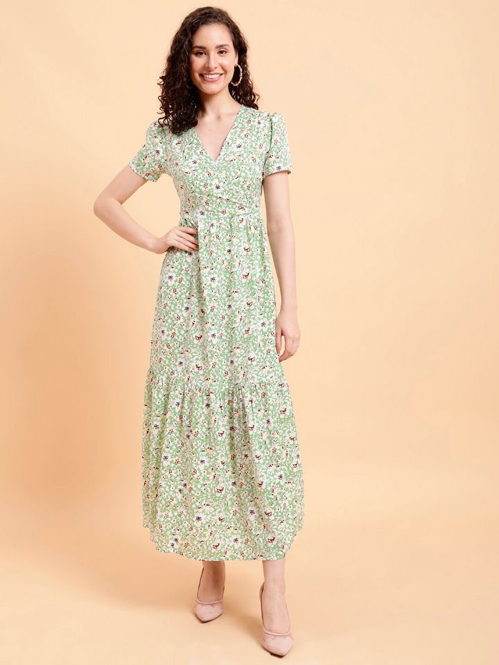 Buy MINT STREET Floral Printed V Neck A Line Maxi Dress Dresses