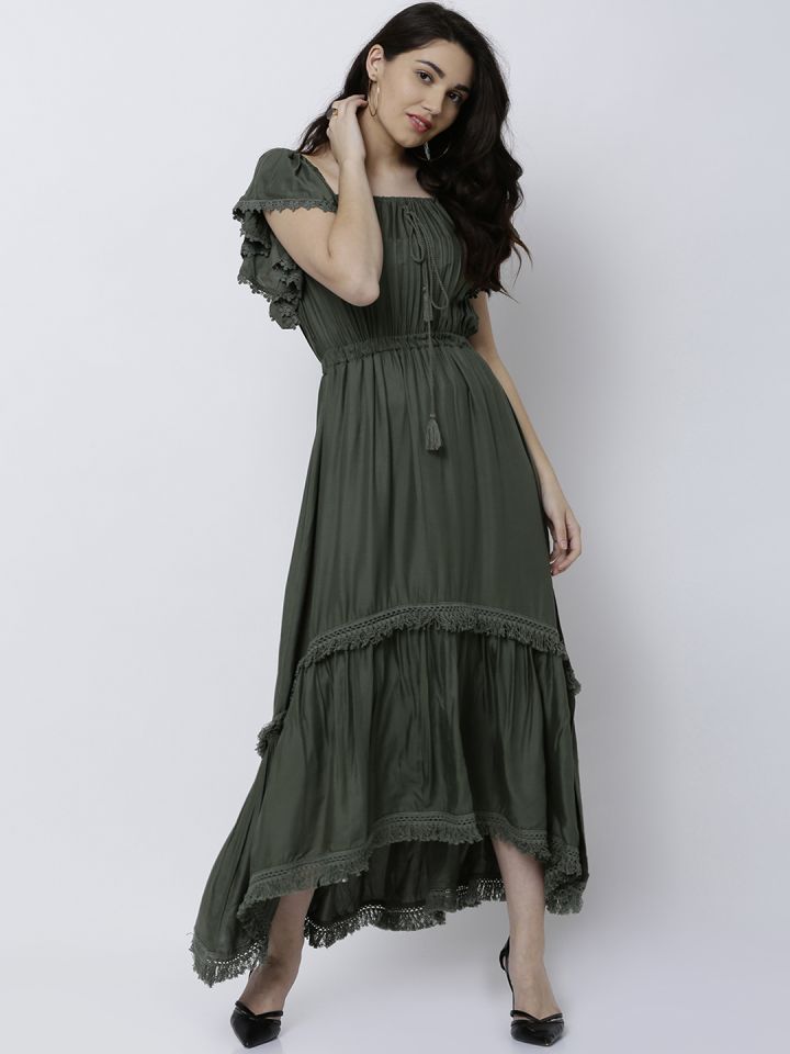 womens olive green dress