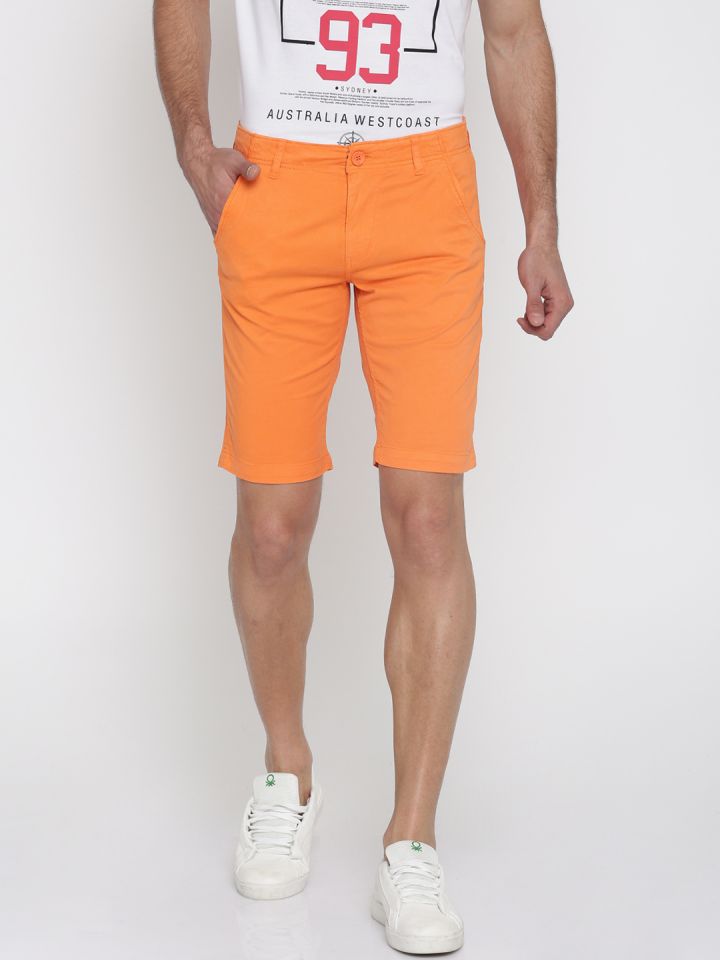 Buy SPYKAR Men Orange Solid Regular Fit Regular Shorts Shorts