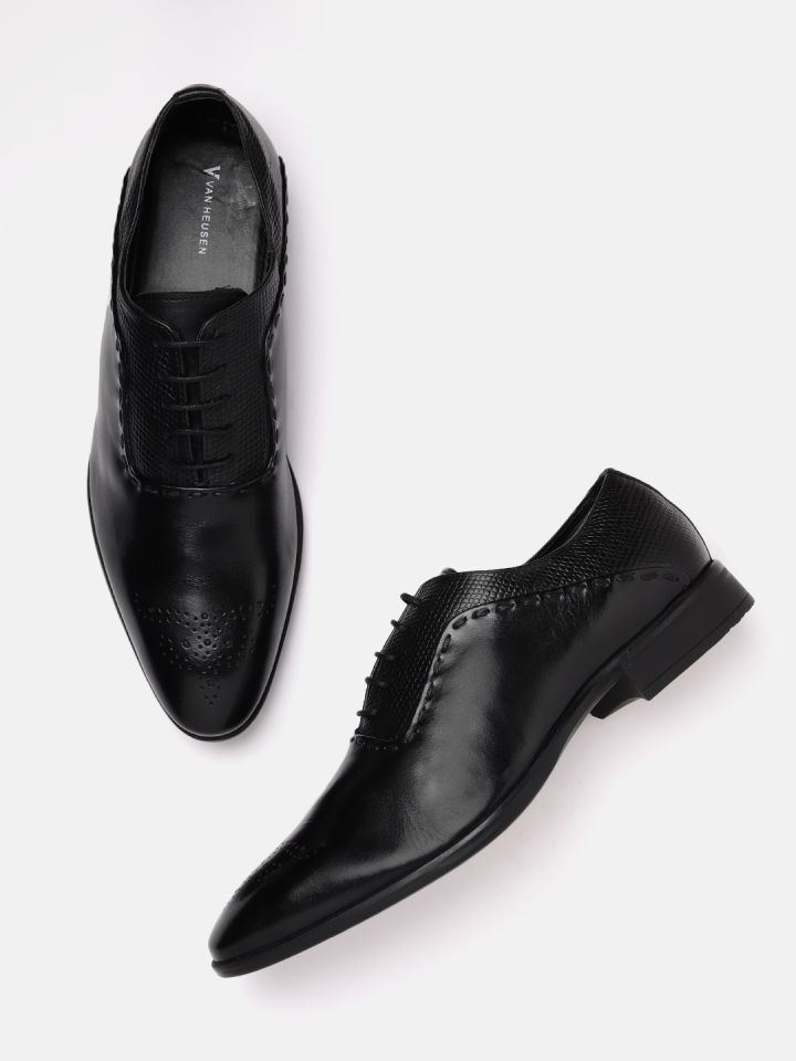 Van heusen black formal shoes online