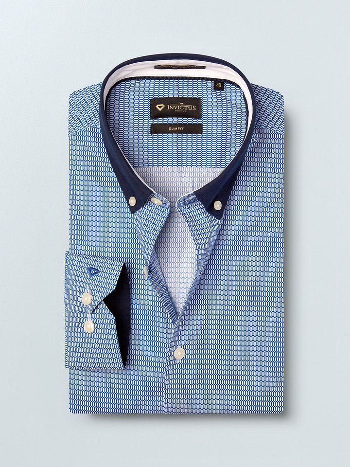 Buy INVICTUS Men Blue \u0026 White Slim Fit 