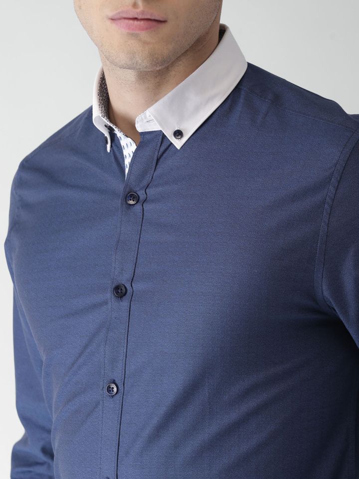 Contrast collar online shirt mens