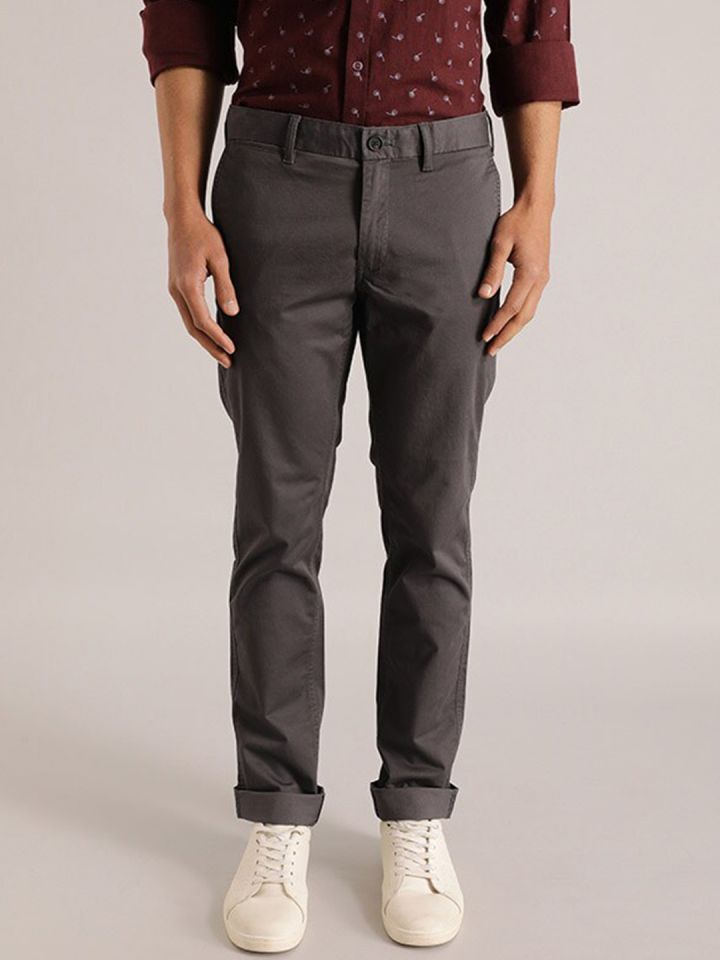 Buy Indian Terrain Men Brooklyn Mid Rise Slim Fit Chinos Trousers