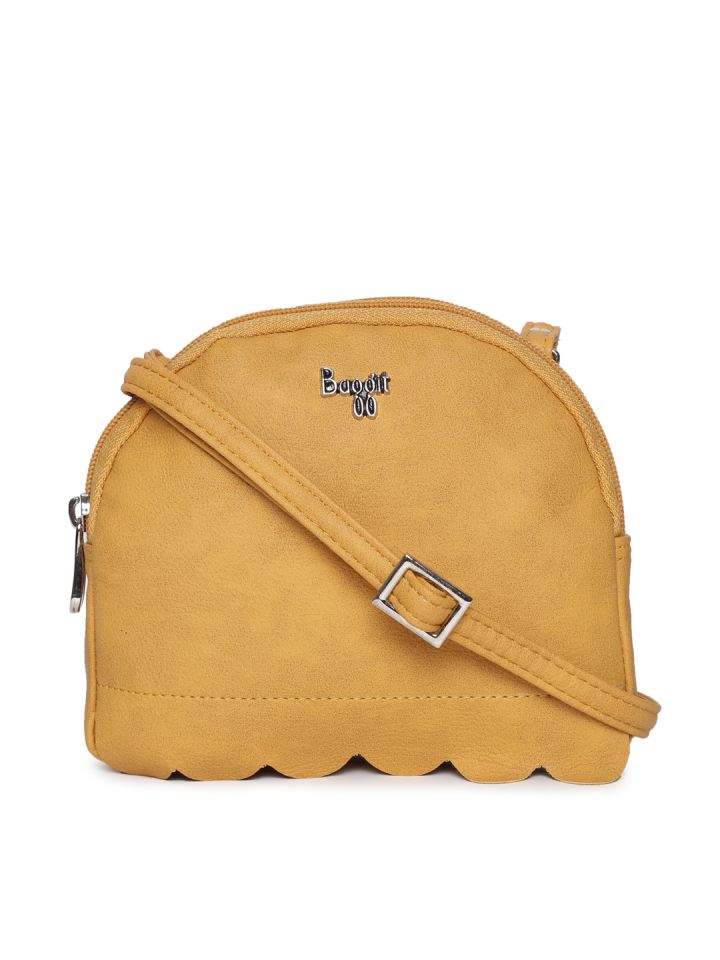 baggit mustard yellow solid sling bag