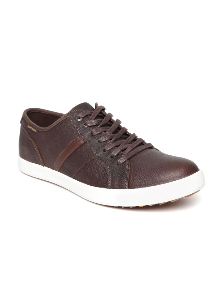 Hush Puppies Men Coffee Brown Leather Sneakers