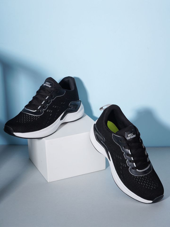 HRX by Hrithik Roshan Men Black White Textile Marking Walking Shoes