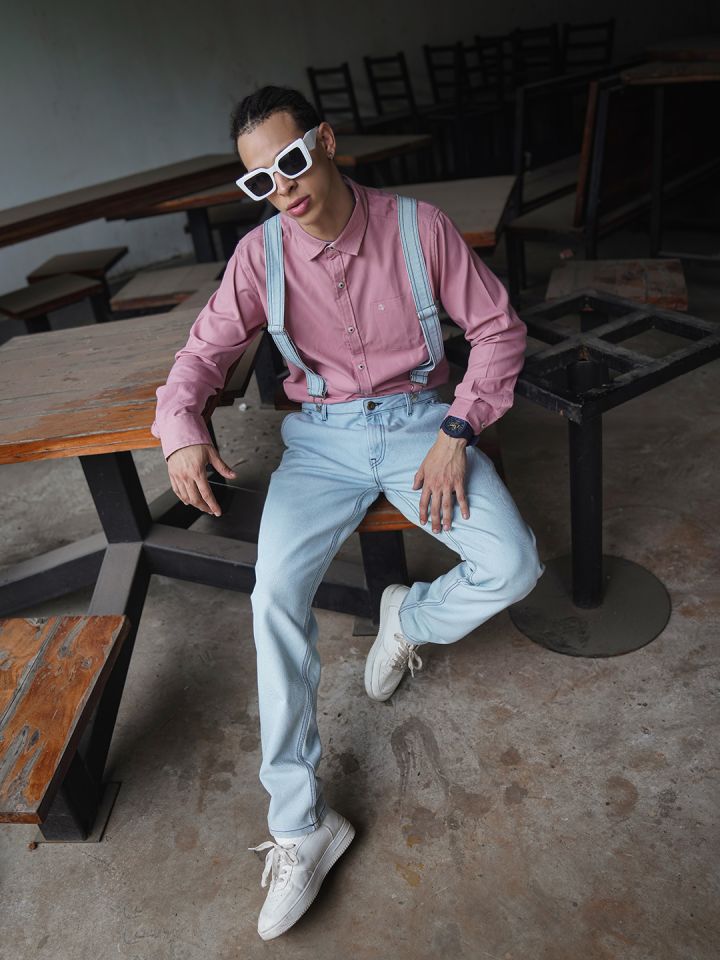 Jeans with attached suspenders on sale