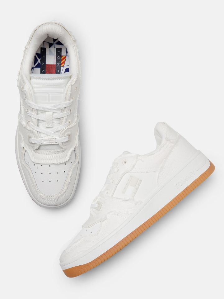 Tommy hilfiger perforated leather store trainers
