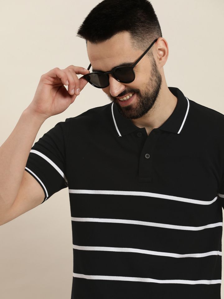 Mens black and white polo clearance shirt