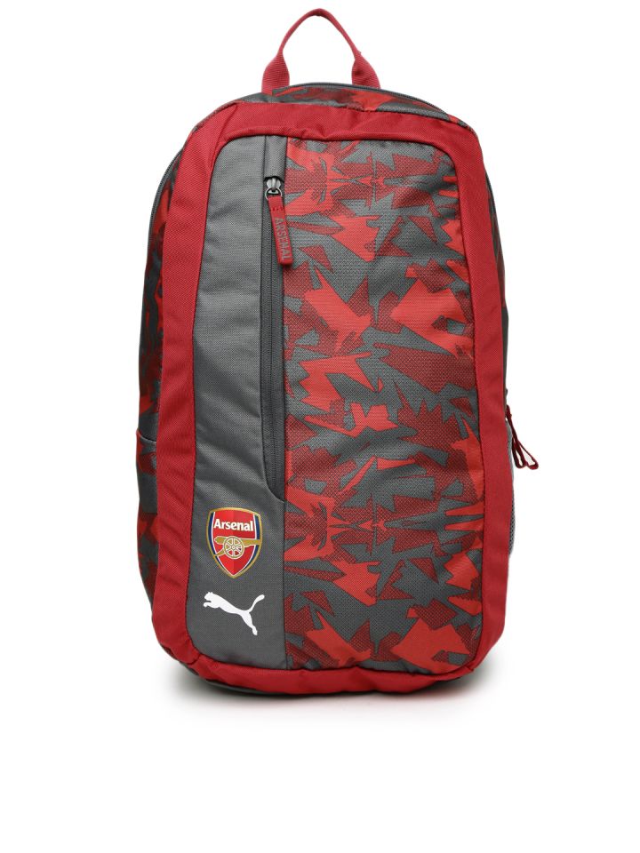 Puma Unisex Red Grey Printed Arsenal Camo Fanwear Backpack