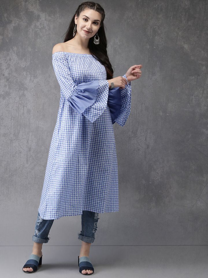 shoulderless kurti
