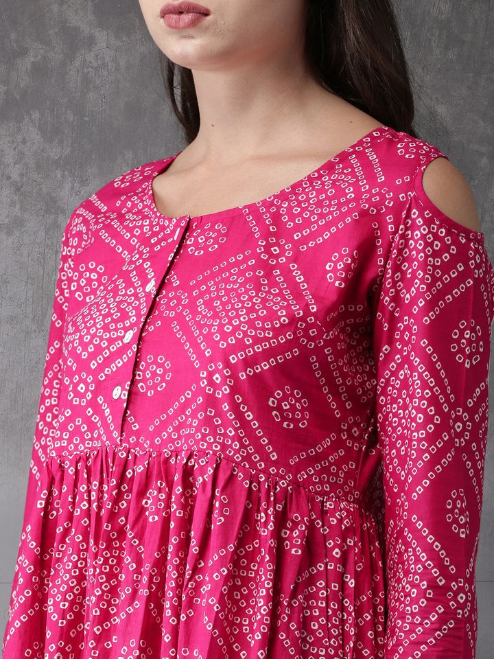 Pink kurti myntra clearance