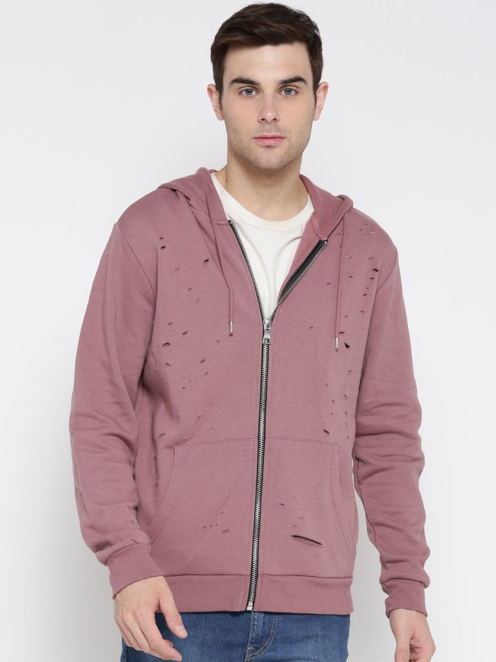 distressed hooded sweatshirt