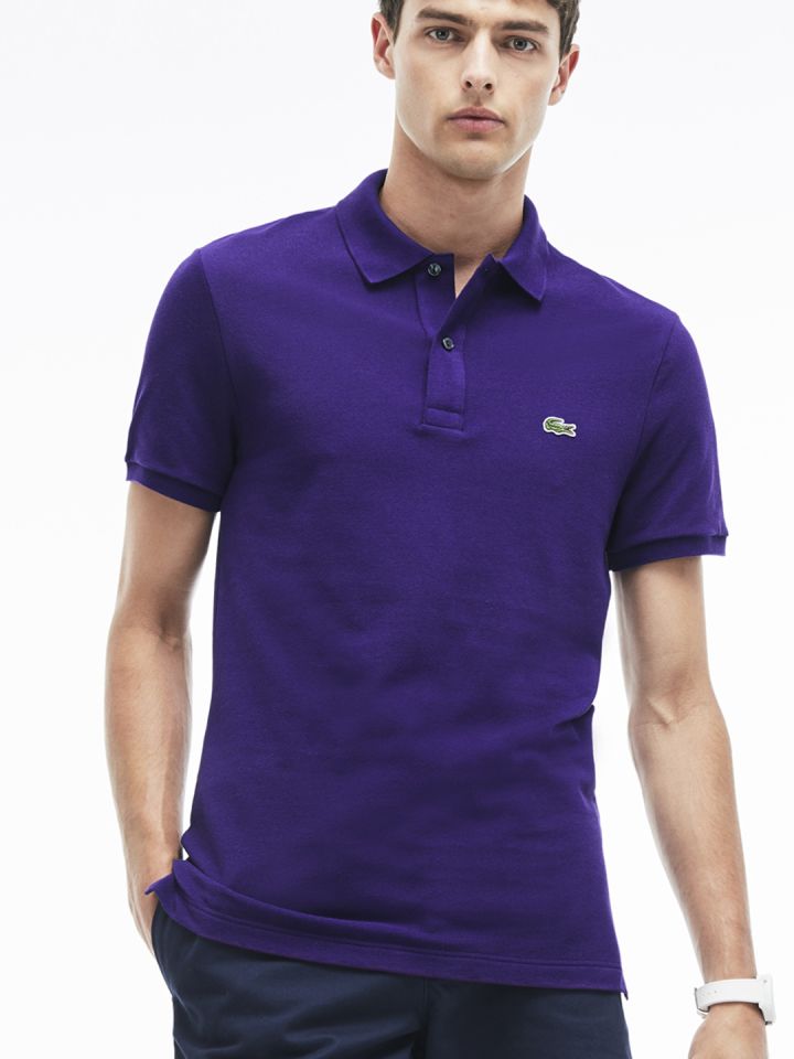 Buy Lacoste Men Purple Solid Slim Polo Collar T Shirt - Tshirts for Men 2328276 | Myntra