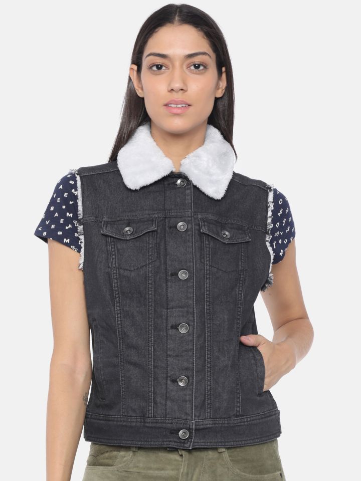 Buy Pepe Jeans Women Black Solid Denim Jacket Jackets For Women