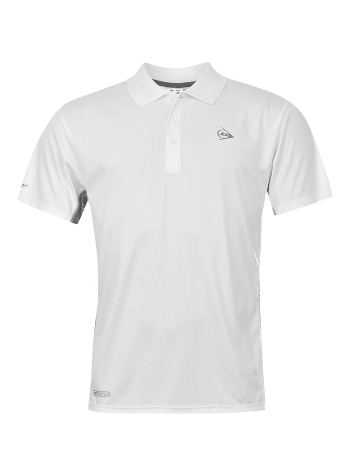 Dunlop Men White Solid Polo Collar T shirt