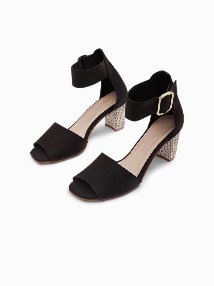 The Label Life Textured Block Peep Toes With Buckle