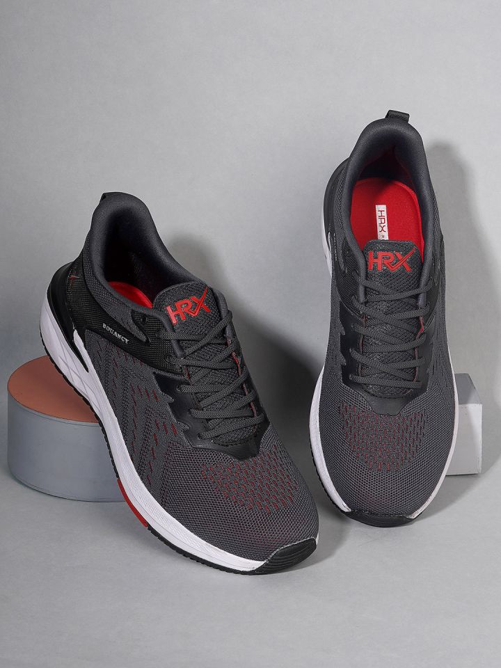 HRX by Hrithik Roshan Men Grey White Flyknit Textile Marking Running Shoes