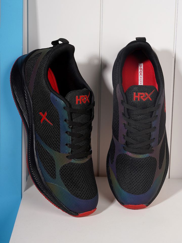 HRX by Hrithik Roshan Men Black Red 3D Flex Mesh Marking Running Shoes