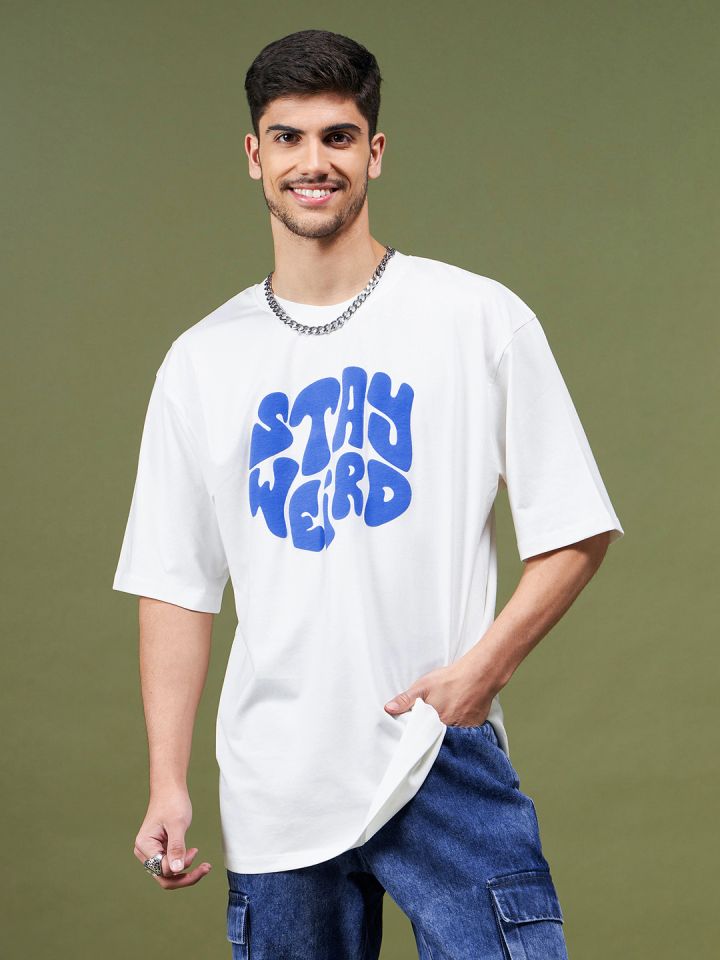 Buy MASCLN SASSAFRAS White Typography Printed Pure Cotton Boxy T