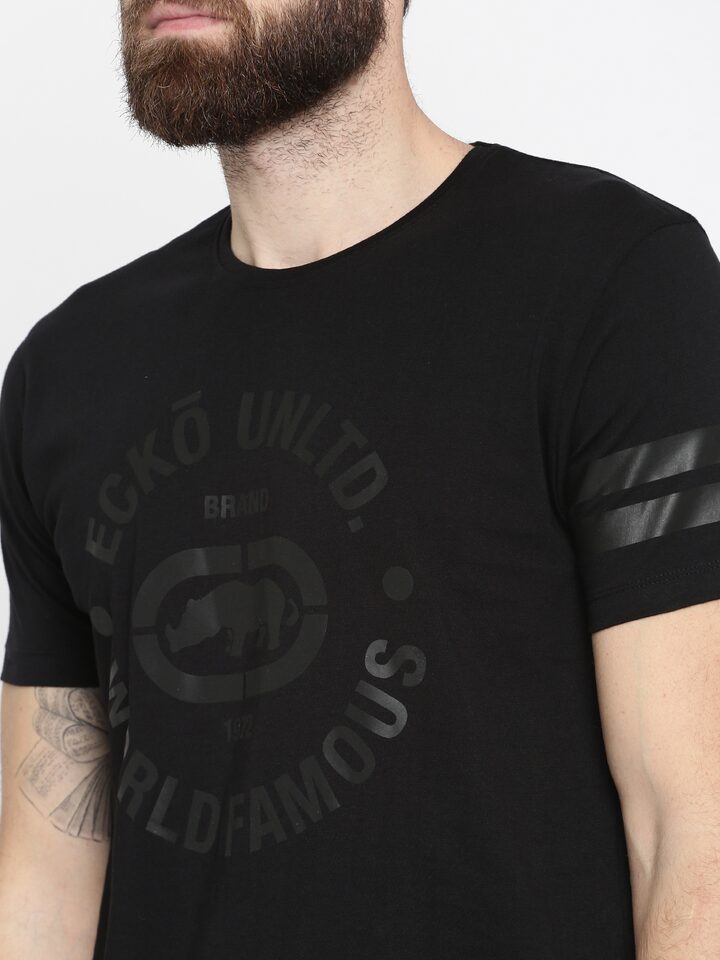 Buy Ecko Unltd Men Black Printed Round Neck Slim Fit T Shirt