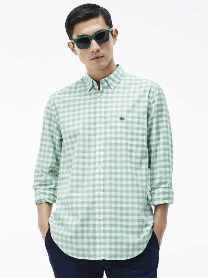 Lacoste green hotsell check shirt