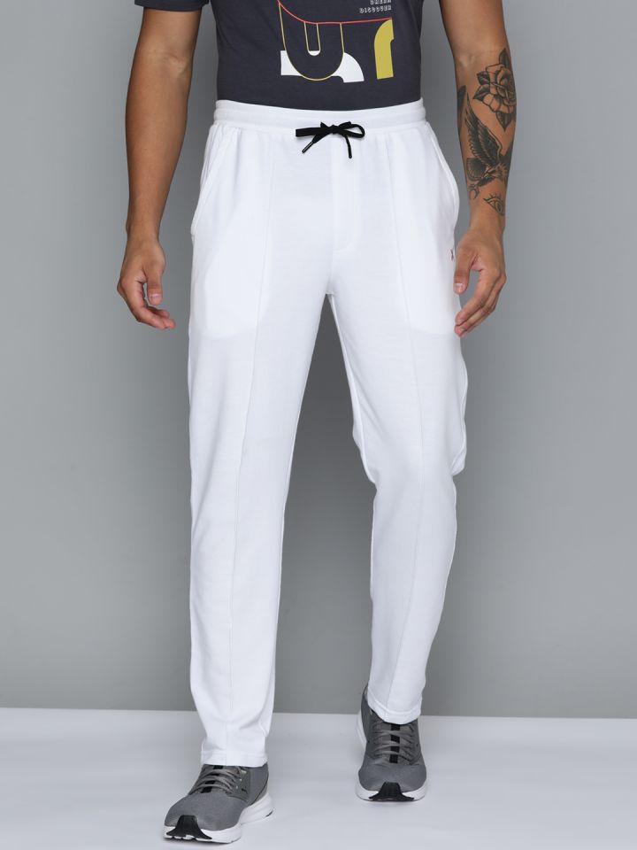 men white solid regular fit track pants