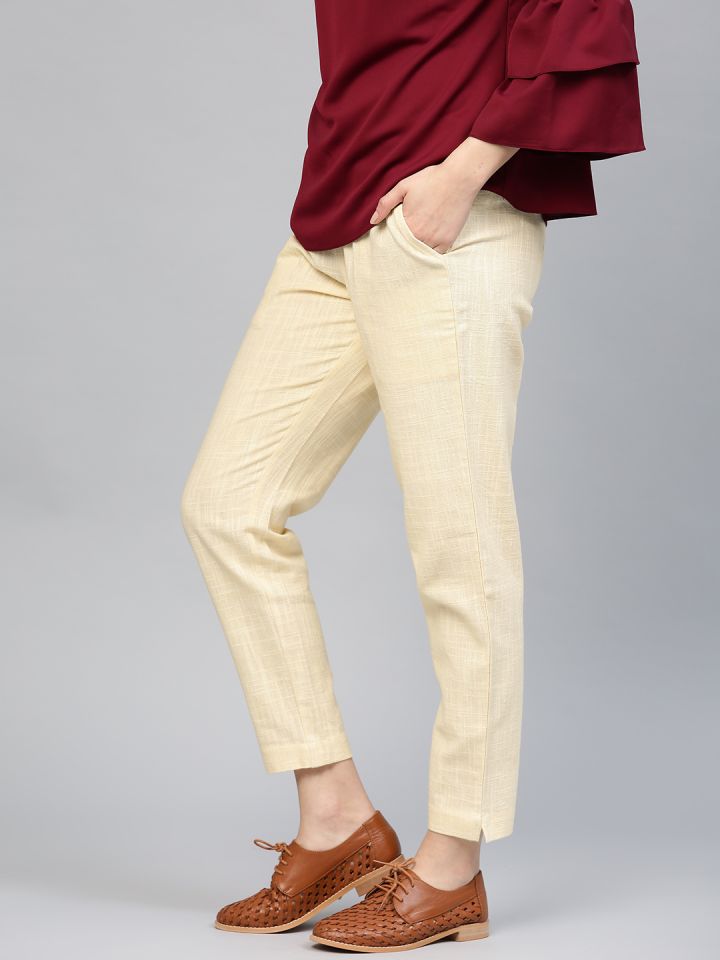 Buy Haul Chic Mens Solid Pattern Slim Fit Formal Trouser Light Cream at  Amazonin