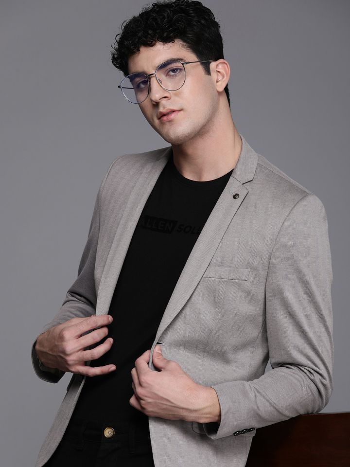 Buy Allen Solly Self Design Textured Single Breasted Smart Casual