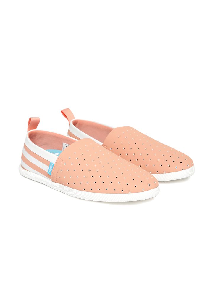 native shoes Unisex Peach Coloured White Venice Slip On Sneakers