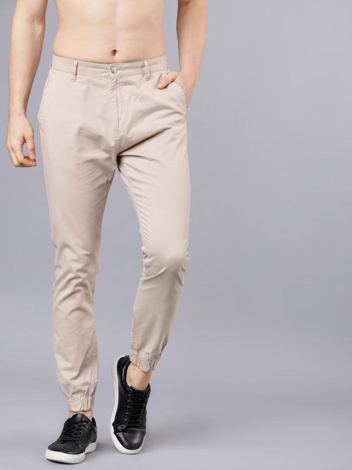 beige slim joggers