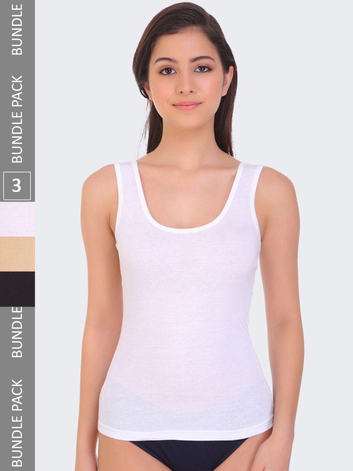 Pooja Ragenee Womens Regular Pure Cotton Camisole (Pack Of 3 Camisole)