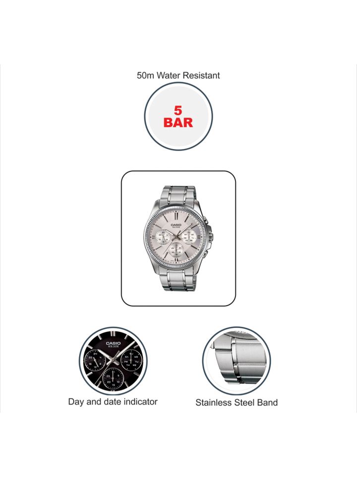 Buy Casio Enticer Men Silver Analogue Watches A837 MTP 1375D