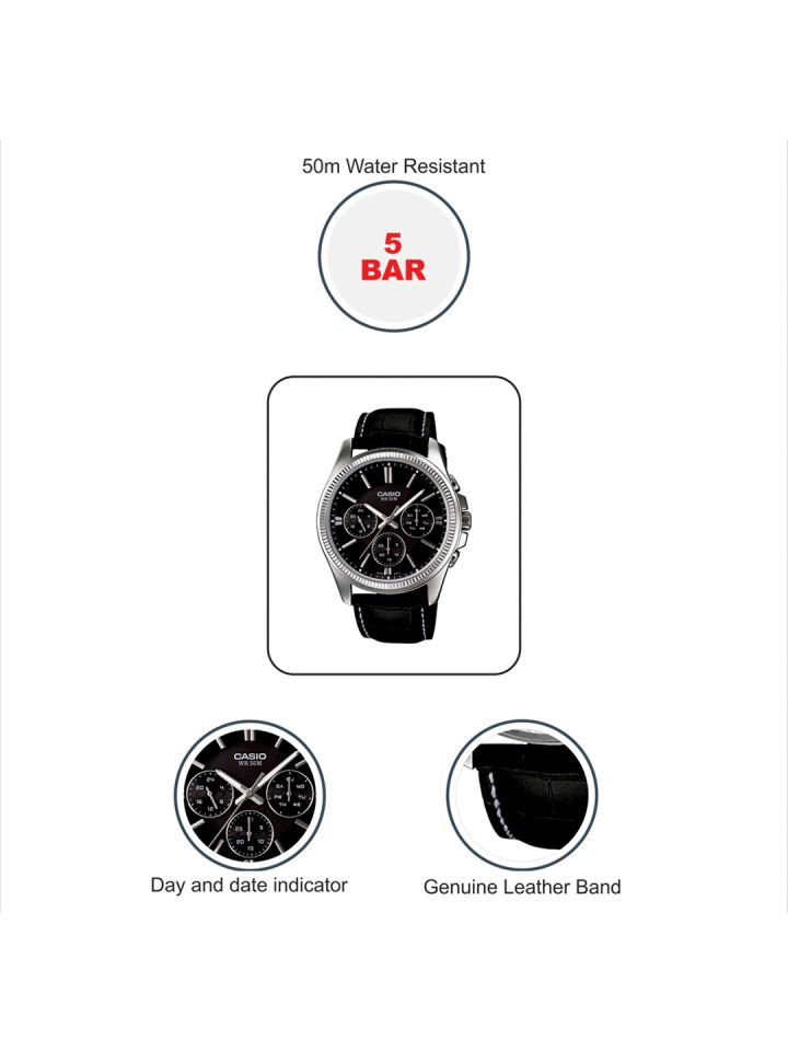 Buy Casio Enticer Men Black Analogue Watch A838 MTP 1375L 1AVDF