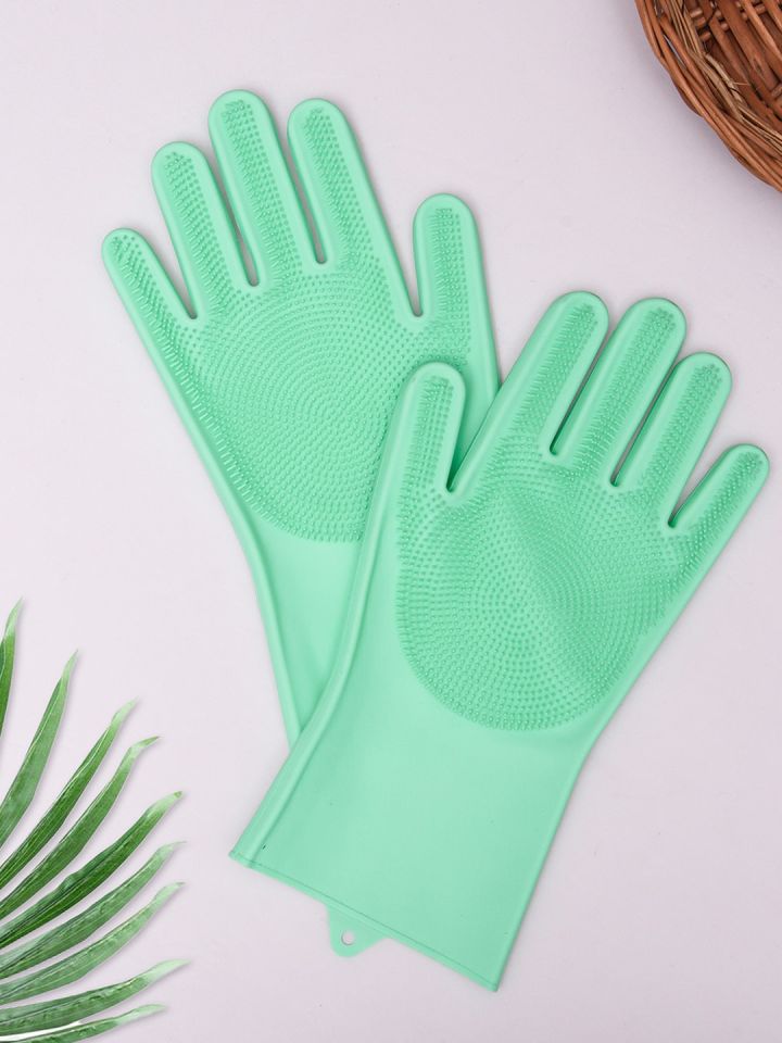 Buy Kuber Industries Green Silicone Dish Washing Hand Gloves