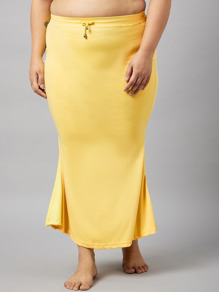 Secrets By ZeroKaata Women Solid Mermaid Fit Saree Shapewear - Yellow