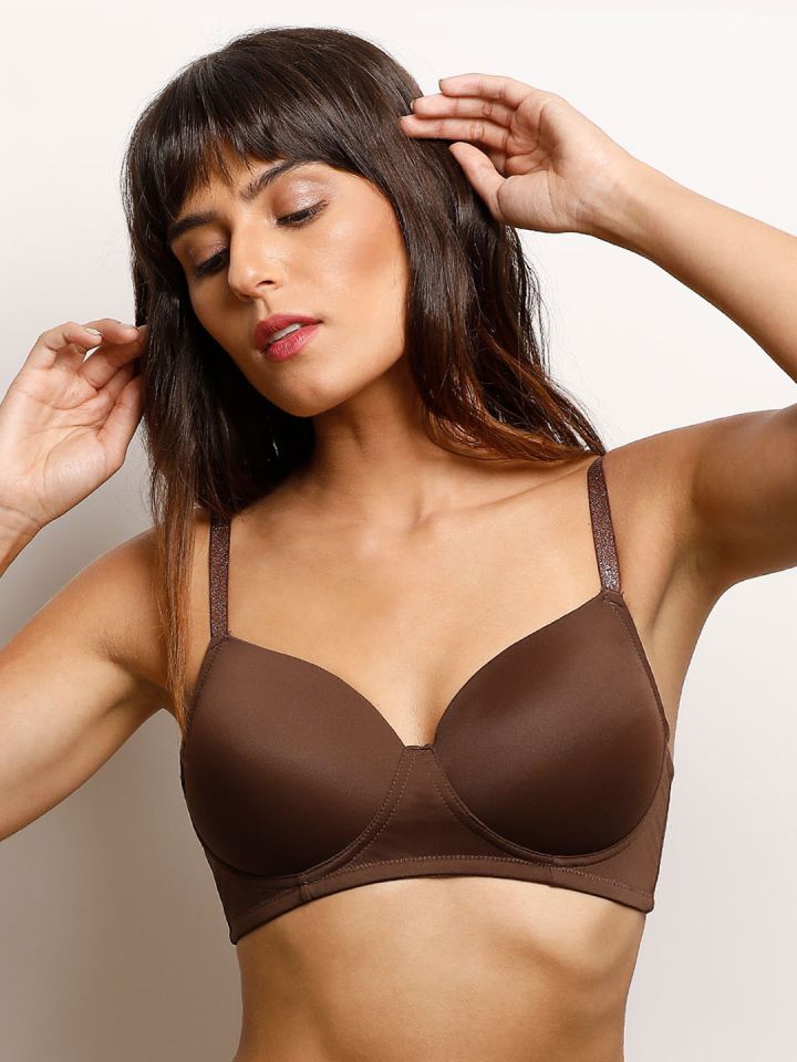 Buy Zivame Brown Solid Non Wired Lightly Padded T Shirt Bra - Bra for Women  2347998