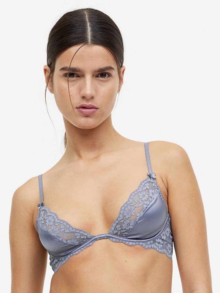 Buy H&M Non Padded Underwired Satin And Lace Bra - Bra for Women 23486398