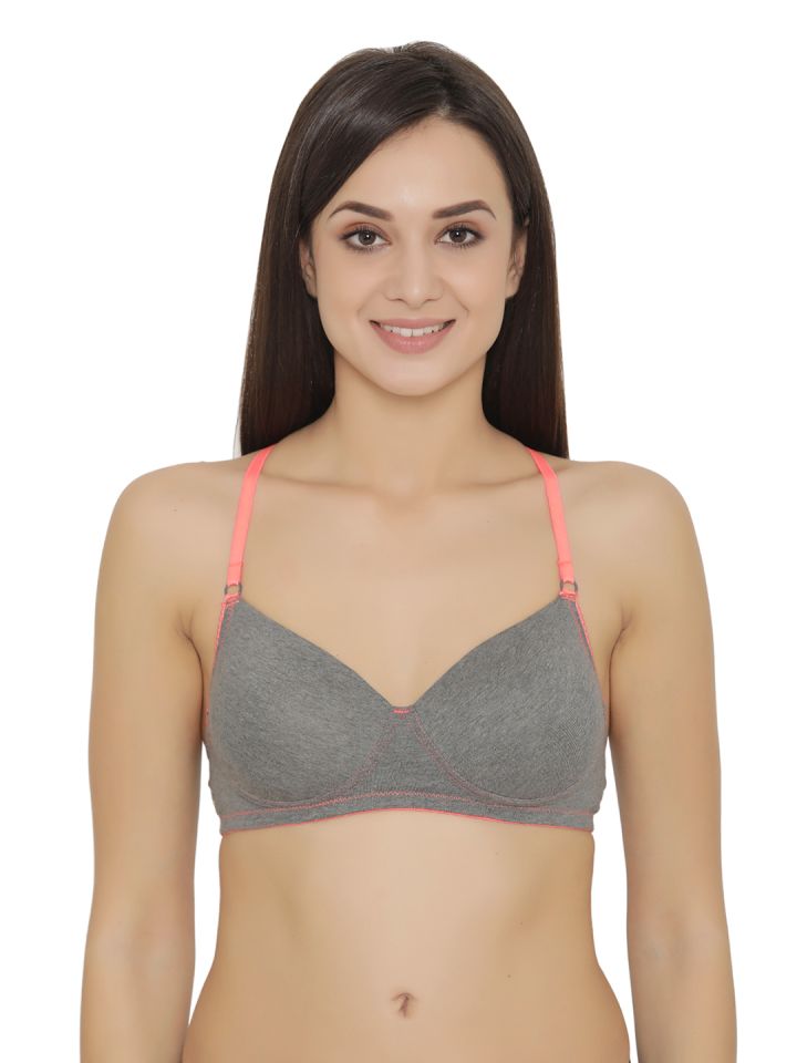 Buy Clovia Padded Non Wired T Shirt Bra With Strappy Racerback