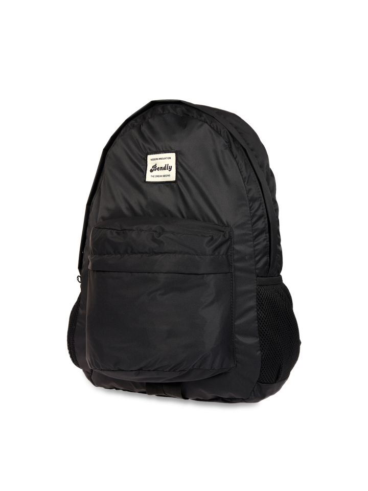 Buy Bendly Unisex Black Solid Backpack Backpacks for Unisex