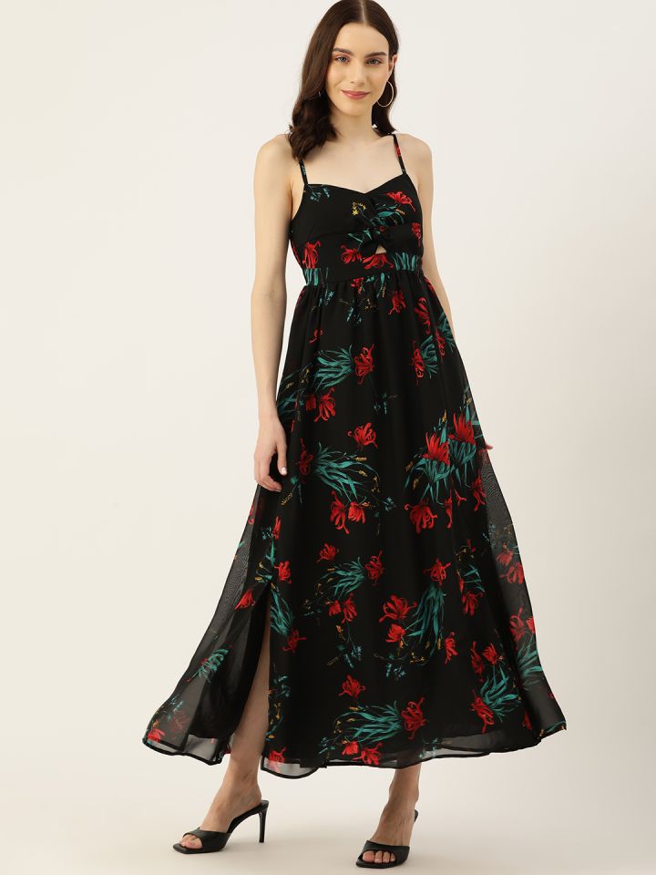 Berry layered split front maxi dress online