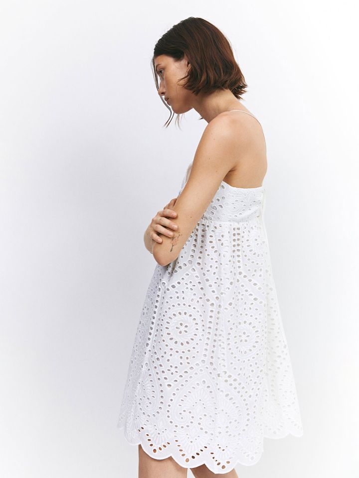 Buy H M Pure Cotton Broderie Anglaise Dress Dresses for Women