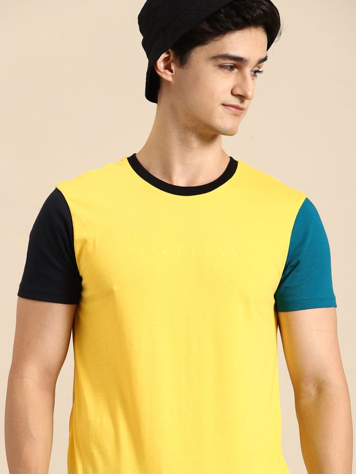 United colors of benetton yellow sales t shirt
