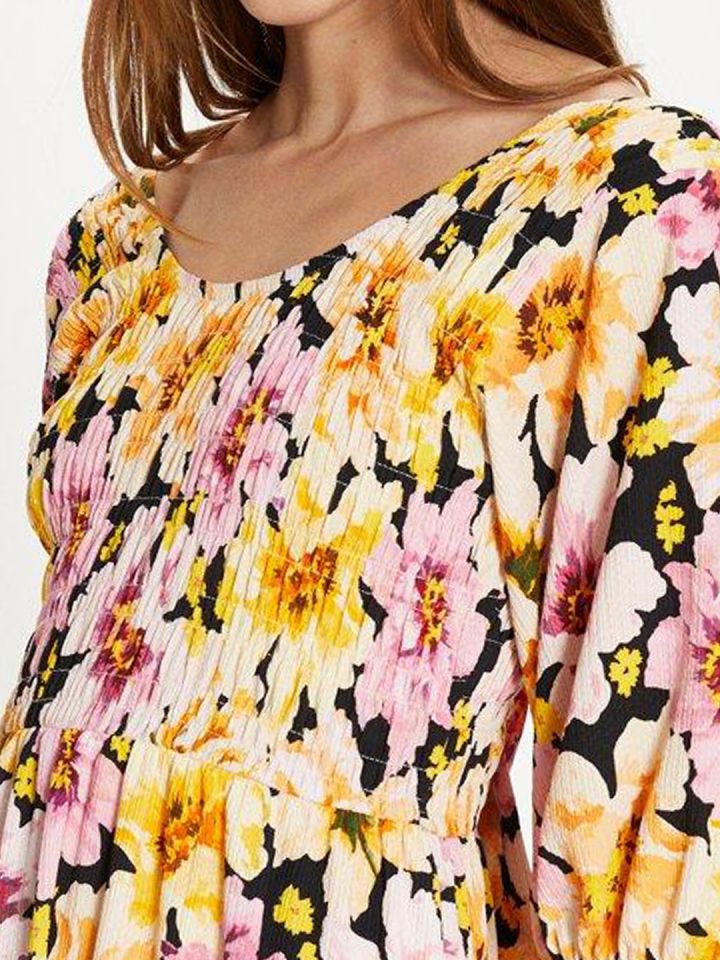 OASIS Floral Print Tie Up Detail A Line Midi Dress