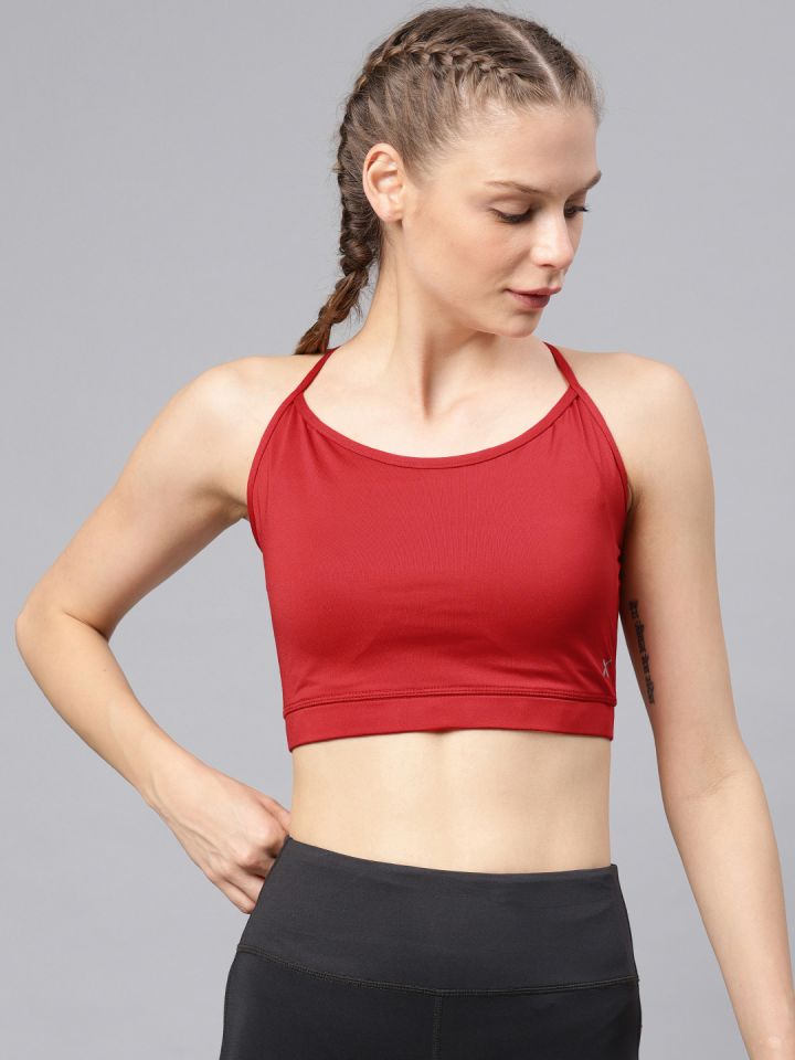 Buy HRX By Hrithik Roshan Red Solid Non Wired Lightly Padded Sports Bra HD  13593 - Bra for Women 2359241