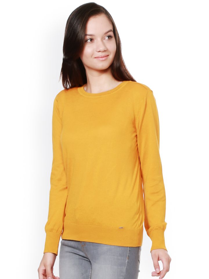 allen solly yellow sweatshirt