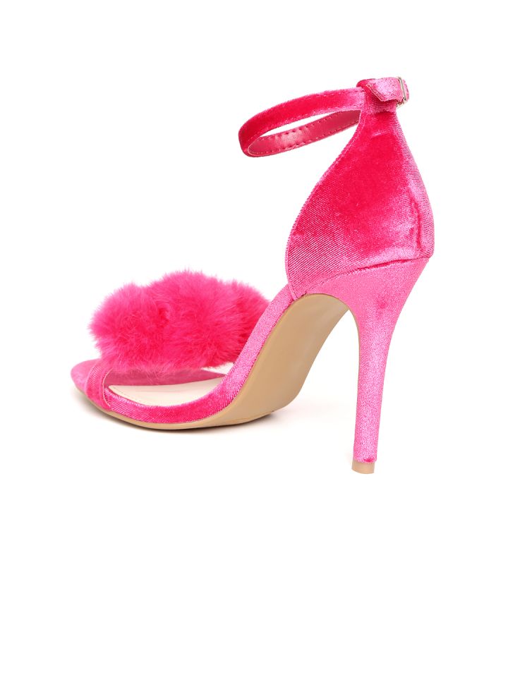Hot pink furry heels store