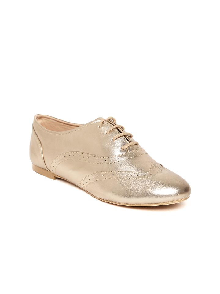 Buy Carlton London Women Gold Toned Brogues Casual Shoes for