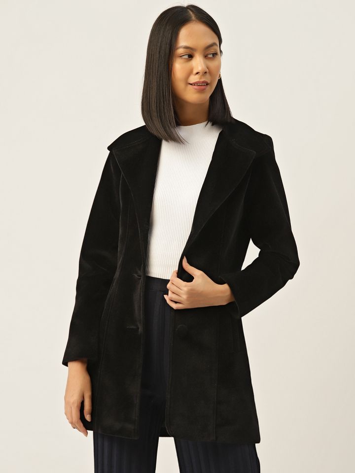 Black velvet womens coat online